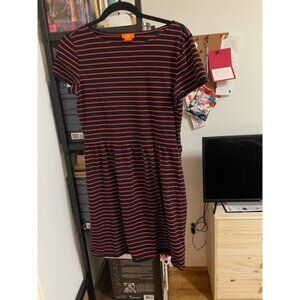 Joe Fresh Womens Black Red Stripe Knit Drop Waist Casual Dress Size M